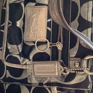 Coach Black and Silver Signature Tote